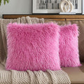 FUTEI Hot Pink Decorative Throw Pillow Covers 18x18 Inch Set of 2,Soft Cozy Faux Fine Wool Textured Cushion Case,Modern Home Luxury Decor for Couch Bed Living Room