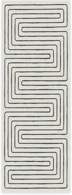 RUGGABLE x Jonathan Adler Machine Washable Modern Runner Rug – Labyrinth Black/Ivory 2.5x7, Stain-Resistant, Non-Slip – Washable Rug for Hallway, Entryway, Living Room & Kitchen–with Standard Pad