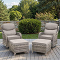 Swivel Patio Chairs Sofa Set of 4 with 6" Thick Cushion - Wicker Outdoor Swivel Rocker Patio Chair with Side Table, High Back Comfortable Outdoor Glider Chairs Grey Wicker Grey Cushions