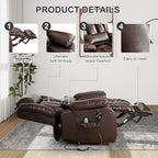 EDILLY Large Genuine Leather Power Lift Recliner Chair for Elderly, Dual Motor with Massage and Heating,with Double Lumbar Cushion and Extended Footrest,USB Port and Remote(Brown)