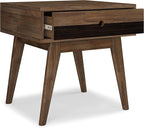 SIMPLIHOME Clarkson SOLID ACACIA WOOD 22 Inch Wide Rectangle Contemporary End Table in Rustic Natural Aged Brown, For the Living Room and Bedroom