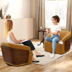 Swivel Accent Chair Faux Leather Swivel Barrel Chair Comfortable Mid Century Modern Chair Upholstered Metal Base Armchair for Living Room Bedroom Office Large Vintage Yellow