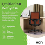 HON Ignition 2.0 Mid Back Task Chair, Spectrum Mesh, Advanced Synchro-Tilt Control, Office Chair with Lumbar Support, Height and Width Adjustable Arms, Black Frame, Salamander
