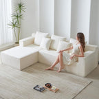 101" L-Shaped Couch for Living Room,Modular Sectional Cloud Couch,Boneless Sofa in A Box,Upholstered Couches for Bedroom,White Sofa with Oversized Chaise