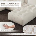 Cloud Sectional Couches, Comfort Linen U-Shape Modular Sofas with Wide Deep Seat, Down Filled Modern Upholstered Sofa Couch for Living Room, Apartment,Cream White