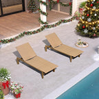 PURPLE LEAF Patio Oversized Chaise Lounge Rattan Chair Set of 2 Outdoor Pool Adjustable Recliner Wicker Chairs for Outside Woven Furniture Tanning Poolside Lounger Sand Brown