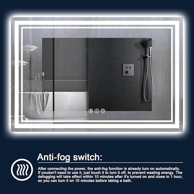 77x36 Inch LED Bathroom Mirror with Lights, Backlit and Front Lighted Bathroom Mirrors for Wall, Anti-Fog Dimmable Memory Shatterproof LED Vanity Mirror for Bathroom