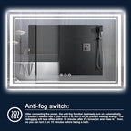 77x36 Inch LED Bathroom Mirror with Lights, Backlit and Front Lighted Bathroom Mirrors for Wall, Anti-Fog Dimmable Memory Shatterproof LED Vanity Mirror for Bathroom