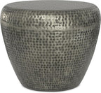 SIMPLIHOME Preston Modern Industrial 22 inch Wide Metal Metal Side Table in Antique Silver , Fully Assembled for the Living Room and Bedroom