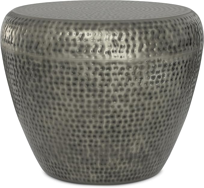 SIMPLIHOME Preston Modern Industrial 22 inch Wide Metal Metal Side Table in Antique Silver , Fully Assembled for the Living Room and Bedroom