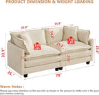 Aoowow Modular Sectional 2 Seater Cloud Sofa Couch for Living Room,78" Loveseat Couch with Deep Seat,Modern Chenille 2 Seat Sofas,Fluffy Small Couches for Bedroom,Small Spaces (Beige, 2 Seater)