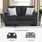 Signature Design by Ashley Altari Modern Loveseat with 2 Accent Pillows, Dark Gray