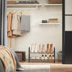 SONGMICS Shoe Rack, 2 Tier Shoe Organizer for Closet, Holds up to 8 Pairs of Shoes, Shoe Rack for Front Door Entrance, Metal Shoe Shelf with Adjustable Tilt Angle, for Entryway, Garage, Black