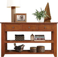 LKTART Solid Wood Console Table Entryway Table with Storage Drawers and Bottom Shelf Sofa Table for Entry Hallway Foyer Sofa Couch Table,Easy Assembly (48.8" Brown)