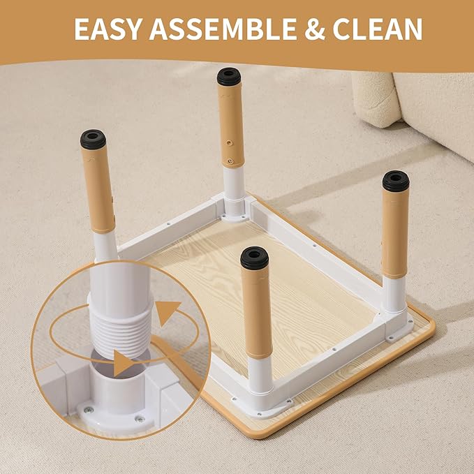 Toddler Table and 2 Chairs, Height-Adjustable Kids Table and Chairs Set, 31.5''L x 23.6''W Children Activity Table for Boys and Girls Aged 3-8