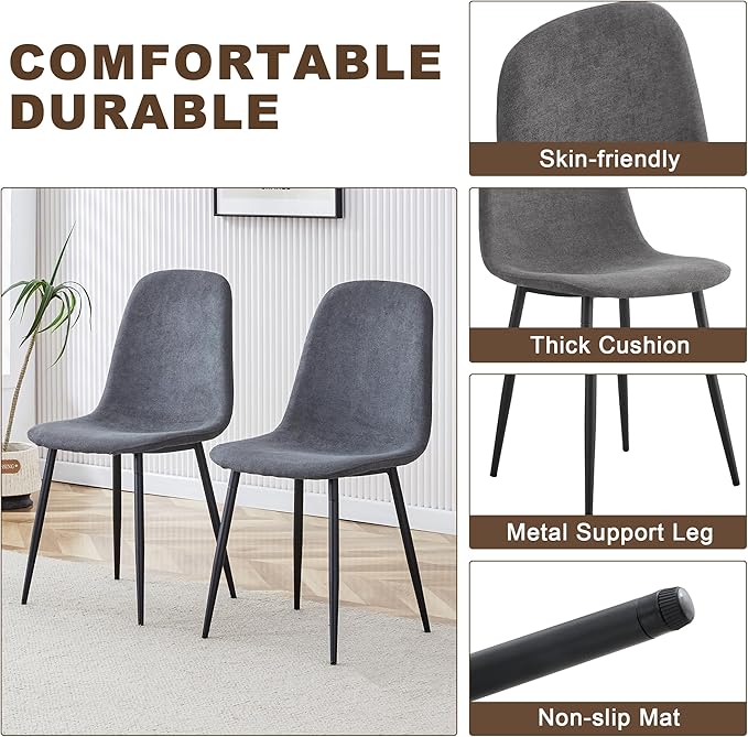 Dining Table Set for 8, 9 Piece Dining Table Set, 71'' Dark Wood Kitchen Table and Suede Nap Fabic Chairs Set of 8, for Kitchen Dining Room