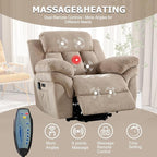 CANMOV 46" Wide Oversize Power Lift Recliner Chair, Extra Large Electric Lift Recliners for Elderly Big, Stand Up Recliner Chair with Massage and Heat, USB and Type-C Ports, Light Brown