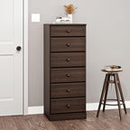 Prepac Astrid Tall Brown Dresser: 16.5"D x 19.75"W x 50"H, 6-Drawer Chest for Bedroom by Prepac - Perfect Chest of Drawers for Ample Storage