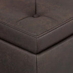SIMPLIHOME Hamilton 48 inch Wide Transitional Rectangle Storage Ottoman in Distressed Brown Vegan Faux Leather, Assembled, For the Living Room, Entryway and Family Room