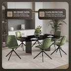 LeisureMod Markley Swivel Leather Dining Side Chair with Durable Iron Legs – Comfortable Accent Chair for Kitchen, Dining Room, or Office Set of 4