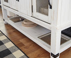 Signature Design by Ashley Valebeck Farmhouse Dining Room Server or Buffet Cabinet, White & Brown