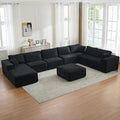 Modular Sectional Cloud Couch for Living Room,Modern Boneless Couche Set with Plush Corduroy,Comfy Floor Sofa with Memory Foam,Stupendous U Shaped Sofa with Ottoman,No Assembly Required,Black