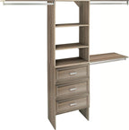 ClosetMaid SuiteSymphony Closet Organizer with Shelves and 3 Drawers, 25-Inch-Natural Gray