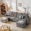 132'' Modular Sectional Sofa, U Shaped Comfy Cloud Couch with Large Storage, Extra Deep Seat, Modern Chenille Sofa with Chaise, 6 Seat Convertible Couches for Living Room, Grey