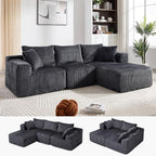 102" Modular Sectional Sofa, L-Shape Cloud Sectional Couch with Deep Seat, 3 Seat Memory Foam Comfy Boneless Couches for Living Room Bedroom, No Assembly Required, Grey