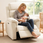 FLEXISPOT XRC6-Pro Nursery Power Glider Recliner with Adjustable Headrest, 270° Swivel Rocker Recliner for Nursery w/Massage & Heat, Water & Stain Resistant Ribbed Chenille, FSC Certified, Beige