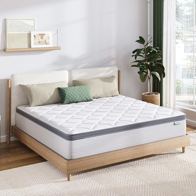 Novilla Queen Size Mattress, 10 Inch Queen Hybrid Mattress in a Box, Pocket Innerspring Mattresses for Motion Isolation, Pressure Relief, Sopportive & Firm Feel