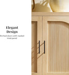 Walker Edison Sasha 4-Door Reeded Sideboard Buffet with Cord Management, 70 Inch, Coastal Oak