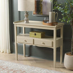 SAFAVIEH Home Collection Araminta Sand 2 Lower Drawer Console Table for Entryway, Living Room, Foyer