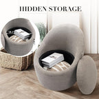 360° Swivel Accent Chair, Mid-Century Modern Chair with Hidden Storge, Small Swivel Chair with Arms for Living Room/Office-Light Grey