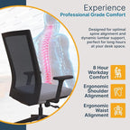 Nexys Home Office Desk Chair, Adjustable Tilt, Height Adjustable Armrests, High Mesh Back Variable Height, Rolling Work Swivel Chairs with Wheels, Comfortable for Long Hours, Lunar | Fabric