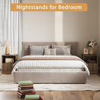 3-Piece Modern Bedroom Furniture Set, Wide 6-Drawer Dresser & 1-Drawer Nightstands Set of 2, Natural Wood Dresser and Nightstand Sets for Bedroom, Hallway, Walnut