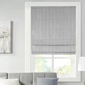 Madison Park Galen Cordless Roman Shade, 27"W x 64"H, Sheen Grey – Room Darkening, Thermal Insulated, Energy Efficient Window Blind with Subtle Sheen Basketweave Fabric for Privacy