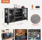 VEVOR 55 Inch Industrial Bar Cabinet, Wine Table for Liquor and Glasses, Sideboard Buffet Cabinet with Wine Rack, Freestanding Farmhouse Wood Coffee Bar Cabinet for Living Room, Home Bar, and Kitchen