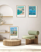 HesenDot Claude Monet Framed Wall Art,12x16in High Framed Canvas Prints, Impressionism Landscape Painting Poster Wall Decor,Vintage Home Decoration for Living Room Bedroom Gallery Office,Set of 3