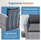 Wisteria Lane 4 Piece Patio Furniture Set, Wicker Outdoor Patio Conversation Furniture Set, All Weather Outdoor Patio Sofa with Cushion and Glass Table, Dark Grey