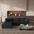 Cloud Couch Modular Sectional Sofa with Storage Ottoman,L Shaped Couch for Living Room,120.45inch Down Filled 4 Seater Black Convertible Sectional Sofas,Covers Washable&Replaceable