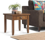 SIMPLIHOME Artisan SOLID WOOD 21 inch Wide Square Transitional End Side Table in Honey Brown for the Living Room and Bedroom