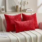 FUTEI Christmas Red Flannel Throw Pillow Covers 26x26 Inch Set of 2,Soft Dimensional TextuChristmas Red Euro Pillow Shams,Modern Home Decor for Couch Living Room