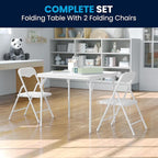 Flash Furniture Mindy Kids 3-Piece Folding Table and Chairs Set for Daycare and Classrooms, Children's Activity Table and Chairs Set, White
