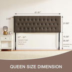 Tufted Upholstered Headboard Queen Size, Solid Wood Head Board with Durable Metal Legs, Adjustable Height Bed headboard from 37” to 51” Fabric Headboard in Button Design, Chocolate