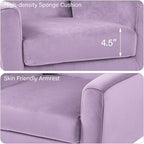 Accent Chair, Mid-Century Modern Velvet Fabric Chairs with Arms for Living Room, Comfy Upholstered Club Single Sofa Armchair for Bedroom Waiting Room with Solid Wood Frame (Velvet Purple, Set of 1)