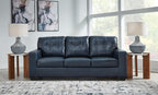 Signature Design by Ashley Santorine Classic Leather Match Tufted Sofa, Blue