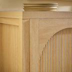 Walker Edison Sasha 4-Door Reeded Sideboard Buffet with Cord Management, 70 Inch, Coastal Oak