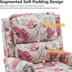 Recliner Chair, Modern Pushback Armchair with Adjustable Backrest & Footrest for Bedroom, Living Room (Pattern Floral,Set of 1)