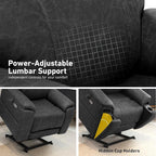 EONIX Triple Motor Lay Flat Power Lift Recliner Chair for Elderly, 400lbs Electirc Lift Chair for Living Room, Independent Adjustable Lumbar, Extended Footrest, Hidden Cup Holders, Charcoal Black